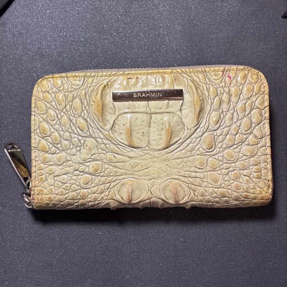 Brahmin Tan Crocodile Embossed Wallet